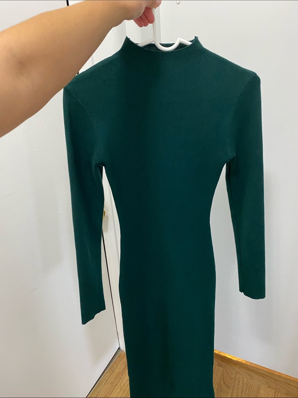 Forest Green Long Sleeve Midi Dress
